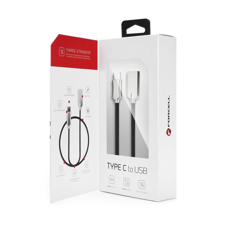 Cablu de date Forcell Clever 1M USB - USB Type-C  2.0A - Negru