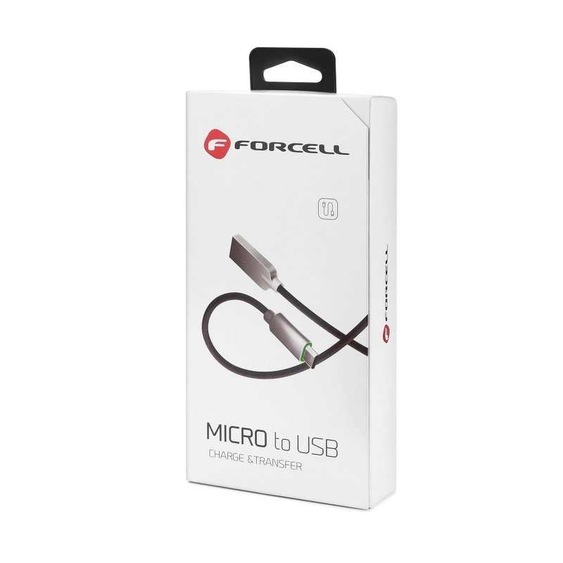 Cablu de date Forcell Clever 1M USB - Micro-USB 2.0A - Negru