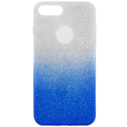 Husa iPhone 8 Plus Gradient Color TPU Sclipici - Albastru