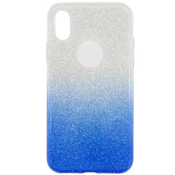 Husa iPhone XS Gradient Color TPU Sclipici - Albastru