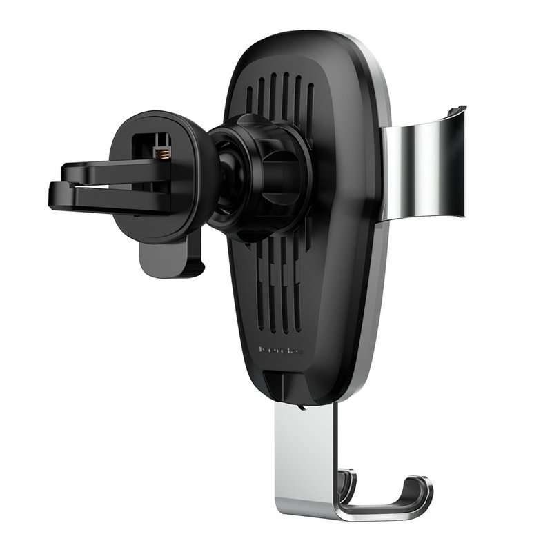 Suport Auto Cu Functie De Incarcare Wireless Baseus Metal Gravity Air Vent + Cablu Micro USB - Argintiu