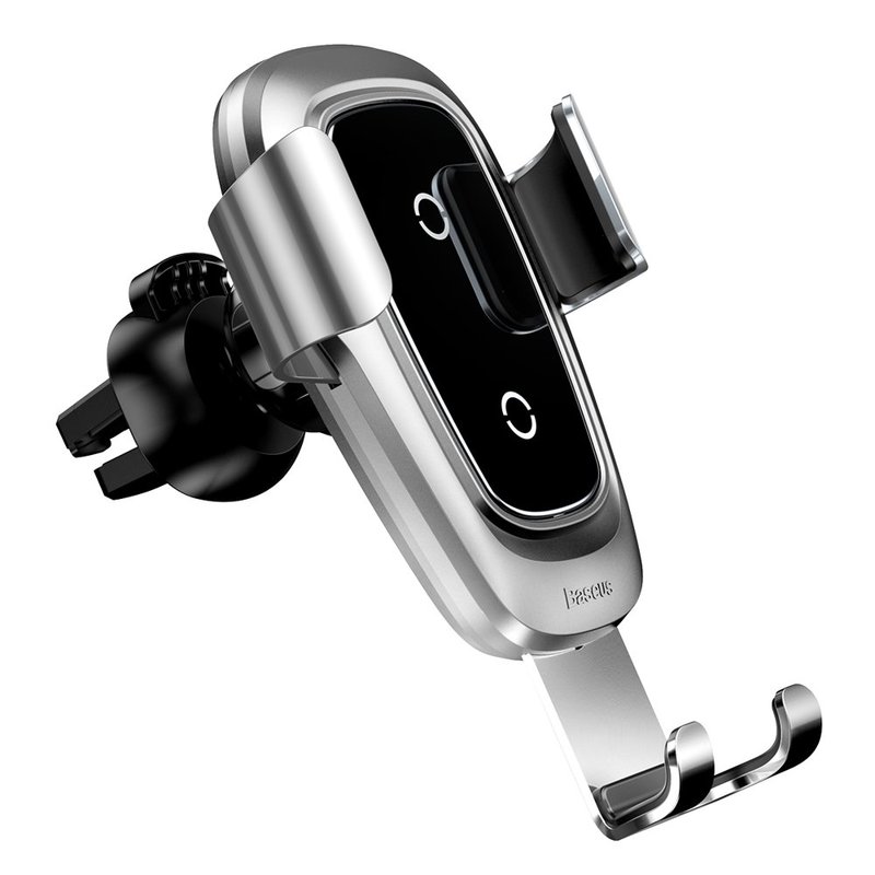 Suport Auto Cu Functie De Incarcare Wireless Baseus Metal Gravity Air Vent + Cablu Micro USB - Argintiu
