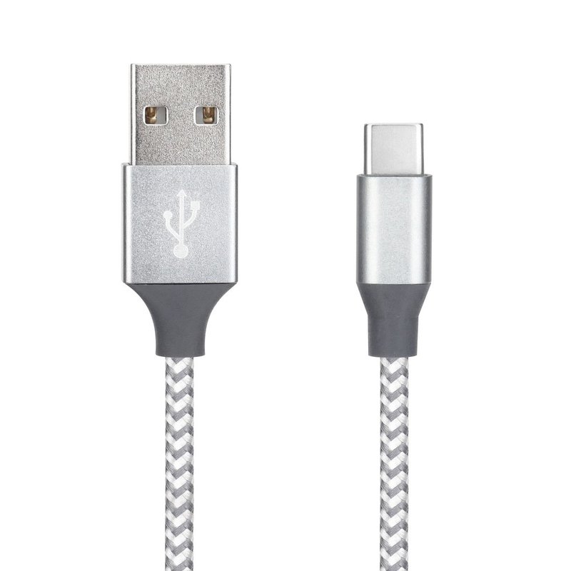 Cablu de date Nylon USB 3.0-Type-C 1M 2.4A Alb