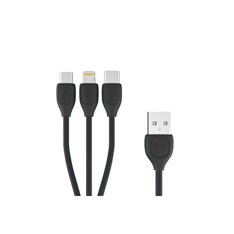 Cablu de date 3in1 Remax Rc-050th 100cm Micro-USB Lightning Type-C - Negru