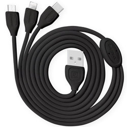 Cablu de date 3in1 Remax Rc-050th 100cm Micro-USB Lightning Type-C - Negru