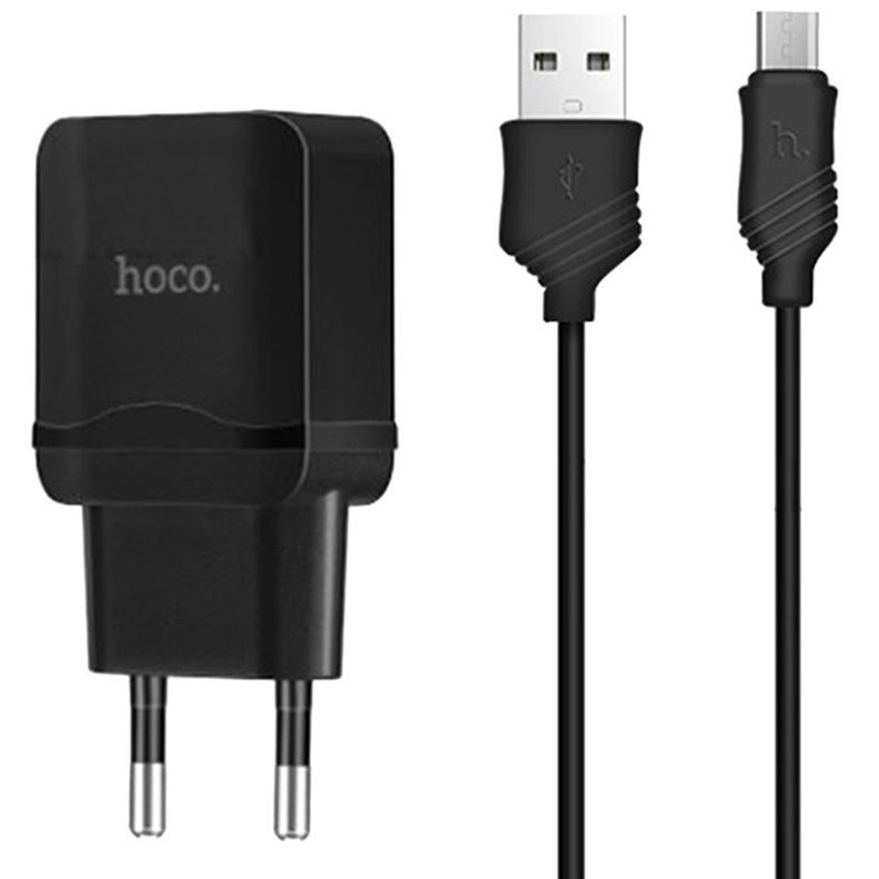 Incarcator Priza Hoco C22A 2.4A Fast Charge + Cablu Micro USB - Negru