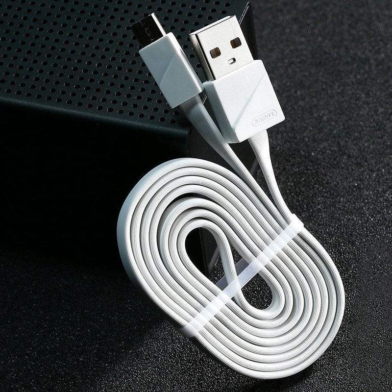 Cablu de date MicroUSB Remax Flat RC-105a 1M 2.4A lungime 100cm - Negru