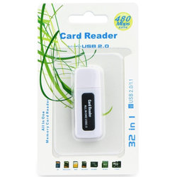 Card Reader Titanium All In One SDHC, SD, MMC, Micro SD, TF, USB 2.0 - Alb