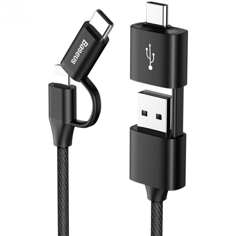 Cablu de date 1M 5in1 Baseus USB-C, Lightning, Micro-USB - Negru