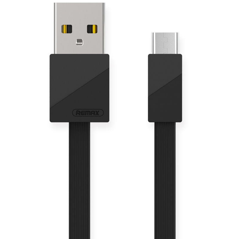Cablu de date MicroUSB Remax Flat RC-105a 1M 2.4A lungime 100cm - Negru