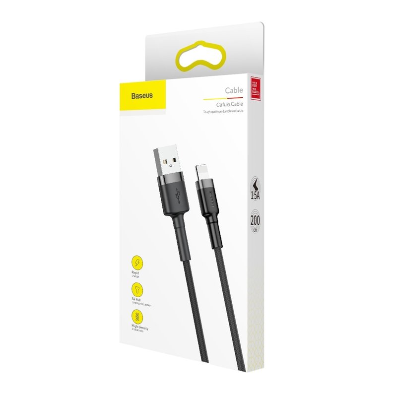 Cablu de date Lightning Baseus, 1.5A, 2m, negru-gri, CALKLF-CG1