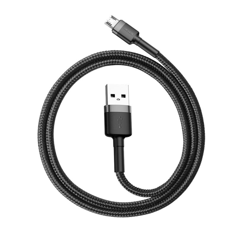 Cablu de date Micro-USB Baseus Cafule 0.5M Lungime Cu Invelis Textil - Negru - Gri CAMKLF-AG1
