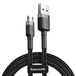 Cablu de date Micro-USB Baseus Cafule 1.0M Lungime Cu Invelis Textil - Negru - Gri CAMKLF-BG1