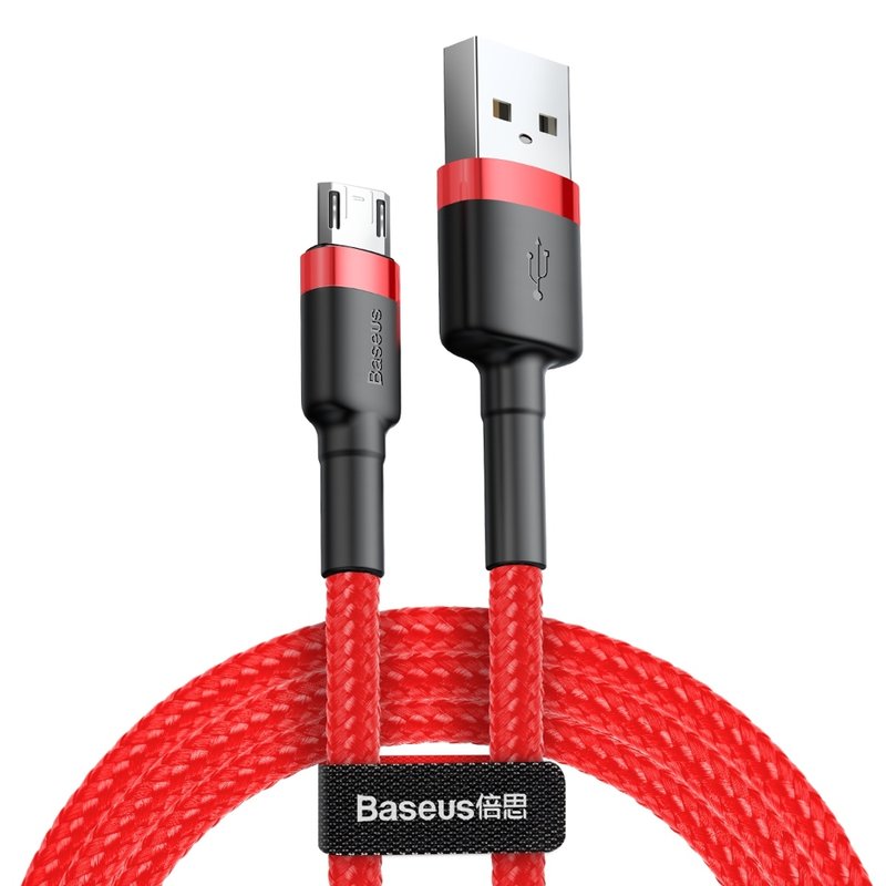 Cablu de date Micro-USB Baseus Cafule 0.5M Lungime Cu Invelis Textil - Rosu CAMKLF-A09