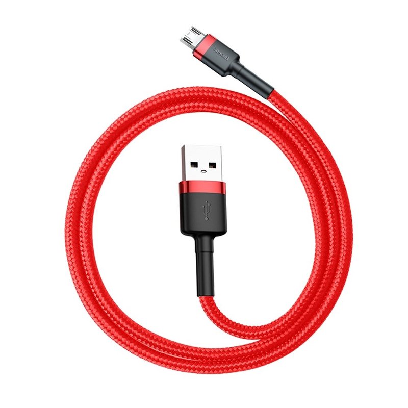 Cablu de date Micro-USB Baseus Cafule 2.0M Lungime Cu Invelis Textil - Rosu CAMKLF-C09