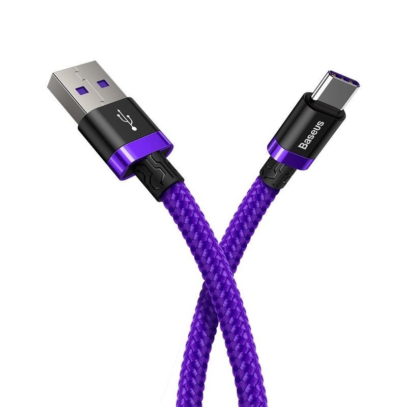Cablu de date Type-C Baseus Flash Charge 2M Lungime Cu Invelis Textil - Purple CATZH-B05