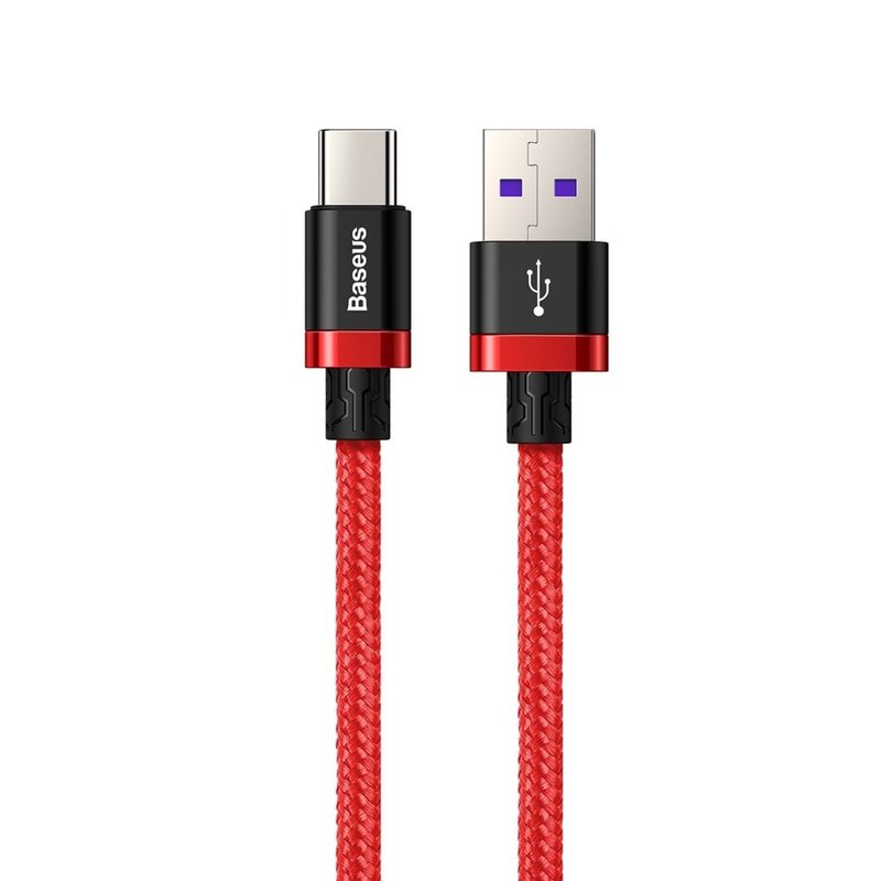 Cablu de date Type-C Baseus Flash Charge 1M Lungime Cu Invelis Textil - Red CATZH-A09