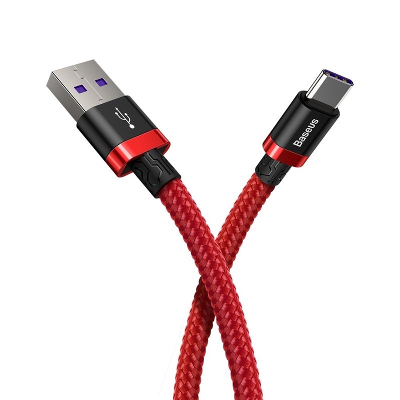 Cablu de date Type-C Baseus Flash Charge 1M Lungime Cu Invelis Textil - Red CATZH-A09