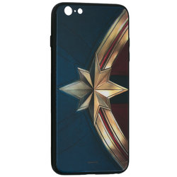 Husa iPhone 6 Plus / 6s Plus Premium Glass Cu Licenta Marvel - Captain Logo