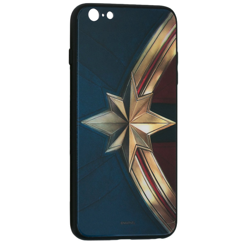 Husa iPhone 6 Plus / 6s Plus Premium Glass Cu Licenta Marvel - Captain Logo