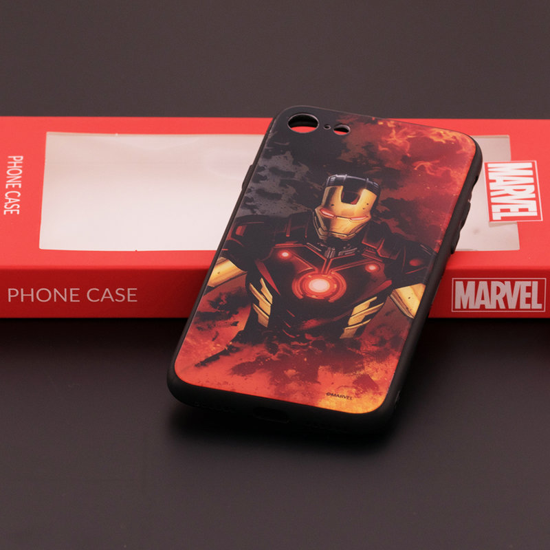 Husa iPhone 6 / 6S Premium Glass Cu Licenta Marvel - Ironman Classic