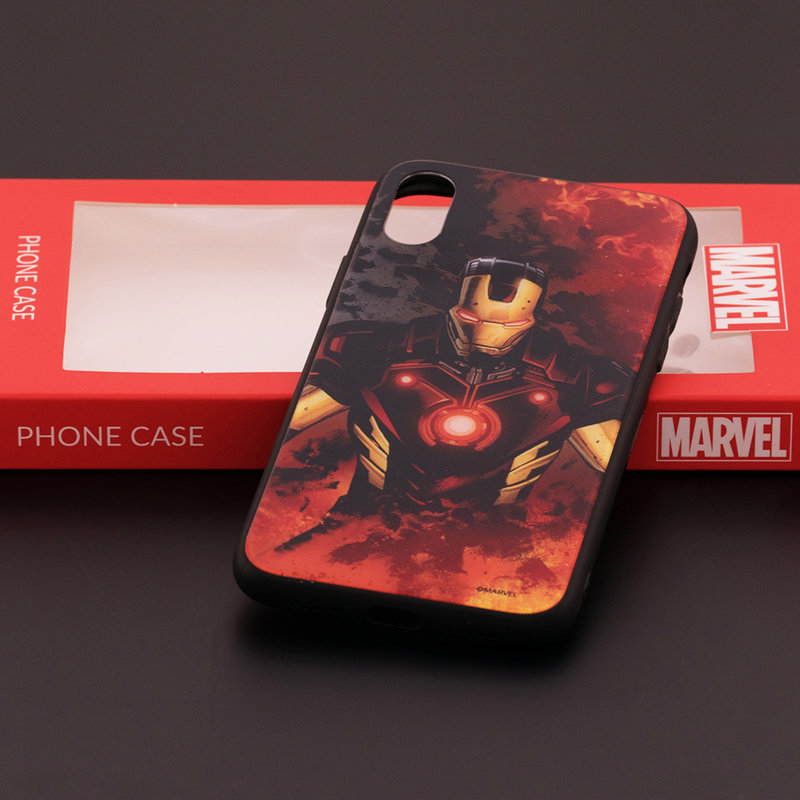 Husa iPhone XS Premium Glass Cu Licenta Marvel - Ironman Classic