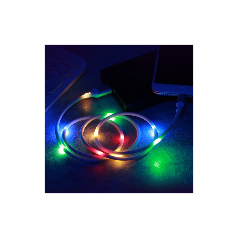 Cablu de date Type-C Cu LED-uri Activate De Sunet, Proda - Alb