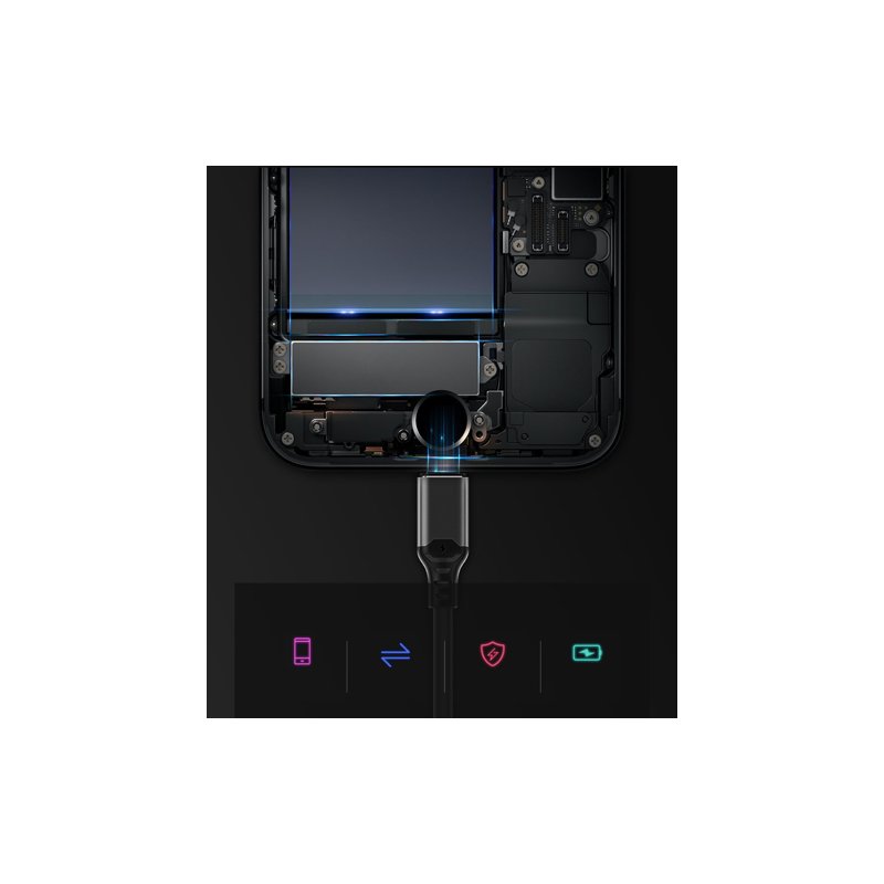 Cablu de date Type-C Cu LED-uri Activate De Sunet, Proda - Alb