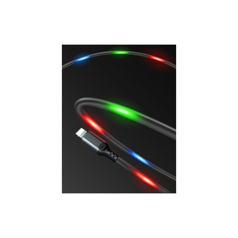 Cablu de date Type-C Cu LED-uri Activate De Sunet, Proda - Alb