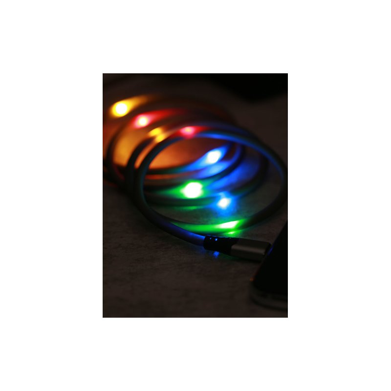 Cablu de date Type-C Cu LED-uri Activate De Sunet, Proda - Alb