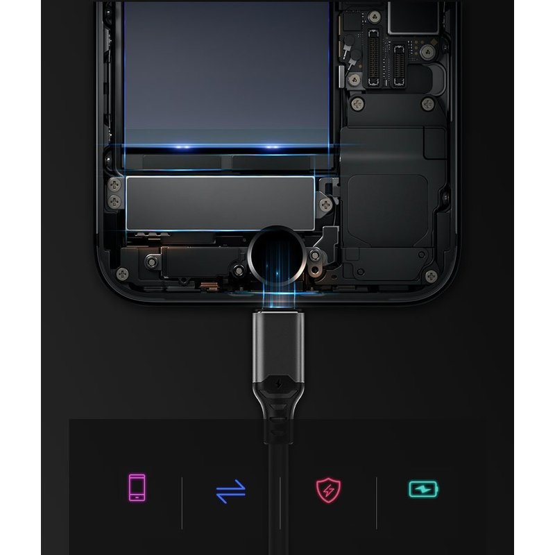 Cablu de date Lightning Cu LED-uri Activate De Sunet, Proda - Alb