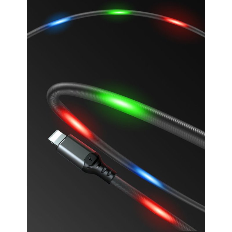 Cablu de date Lightning Cu LED-uri Activate De Sunet, Proda - Alb