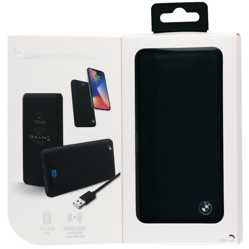 Acumulator extern Wireless 10000 mAh BMW, 2 Porturi USB + Qi Tech. - Negru BMWCPB10KLOB
