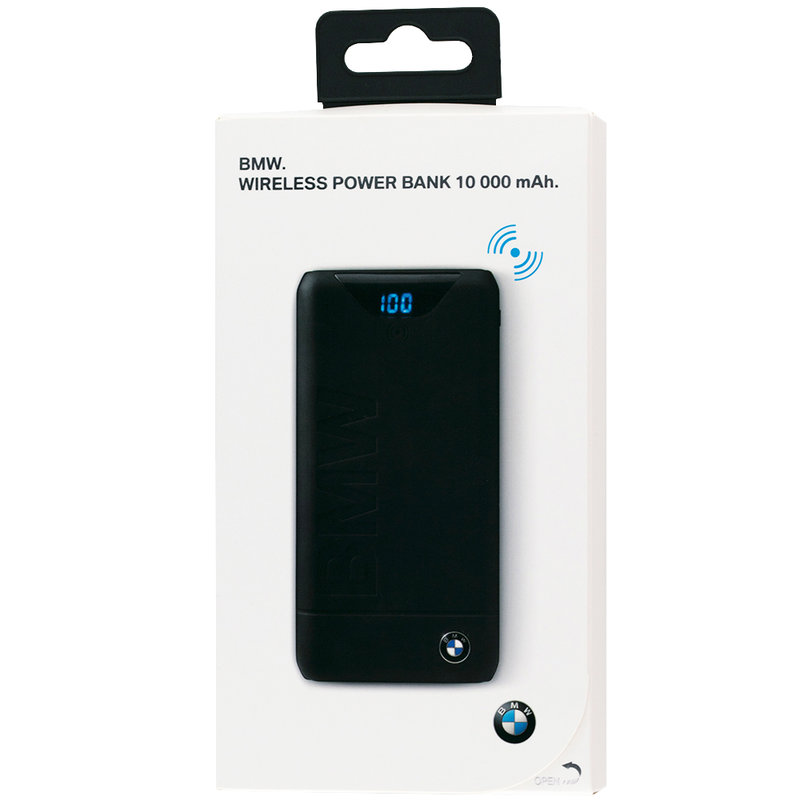Acumulator extern Wireless 10000 mAh BMW, 2 Porturi USB + Qi Tech. - Negru BMWCPB10KLOB