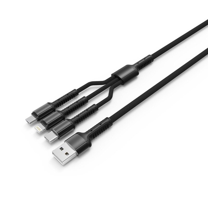 Cablu de date 3in1 Ldio LC-93 120cm Micro-USB Lightning Type-C - Gri
