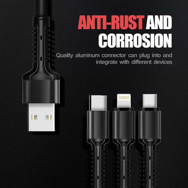 Cablu de date 3in1 Ldio LC-93 120cm Micro-USB Lightning Type-C - Gri