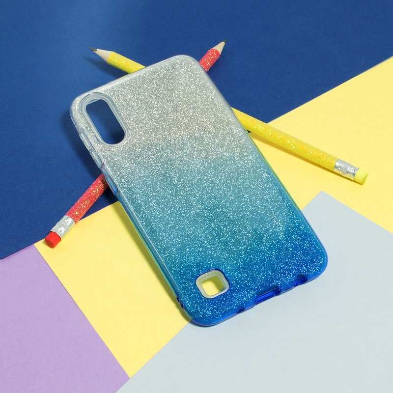 Husa Samsung Galaxy M10 Gradient Color TPU Sclipici - Albastru