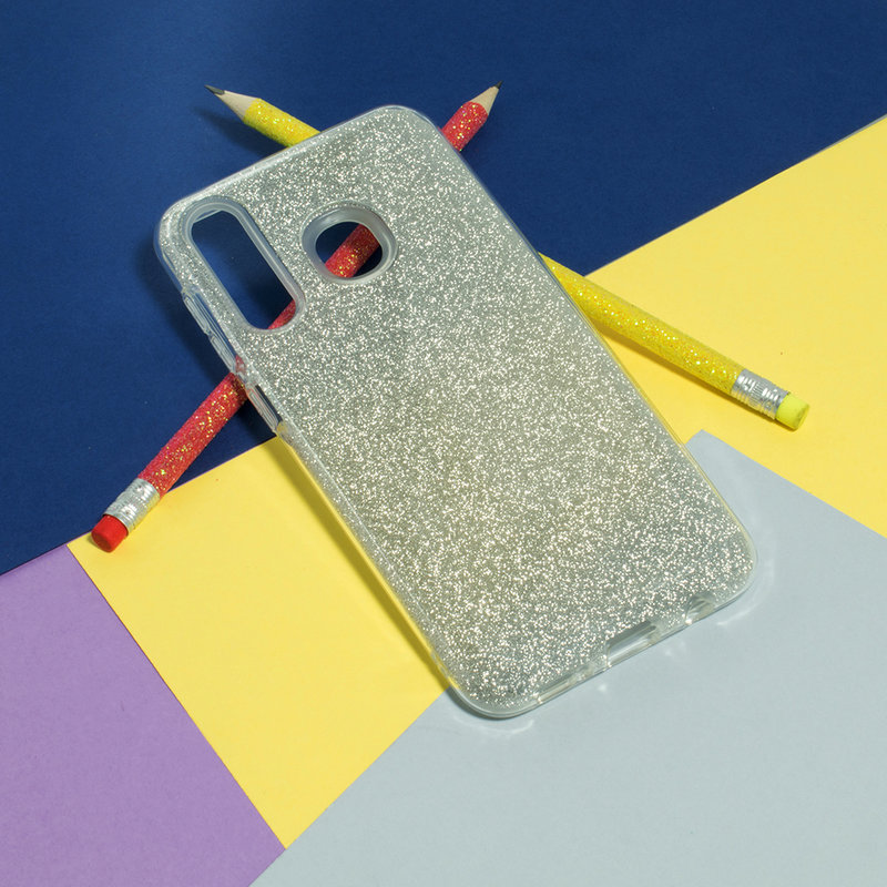 Husa Samsung Galaxy A30 Color TPU Sclipici - Argintiu