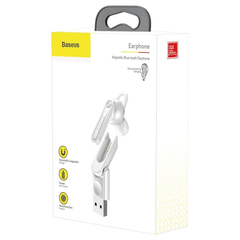 Casca Bluetooth 4.1 Baseus Earphone Magnetic USB - NGCX-02 - White