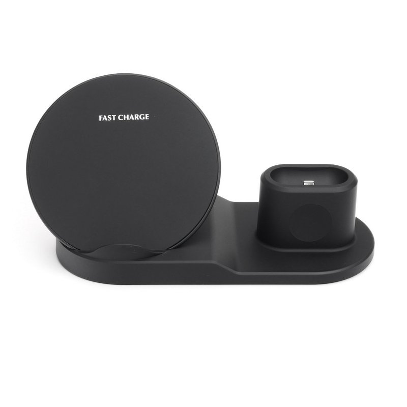 Suport Birou Tip Docking Wireless 10W 3in1 Pentru Apple (telefon, smartwach, airpods) - Negru