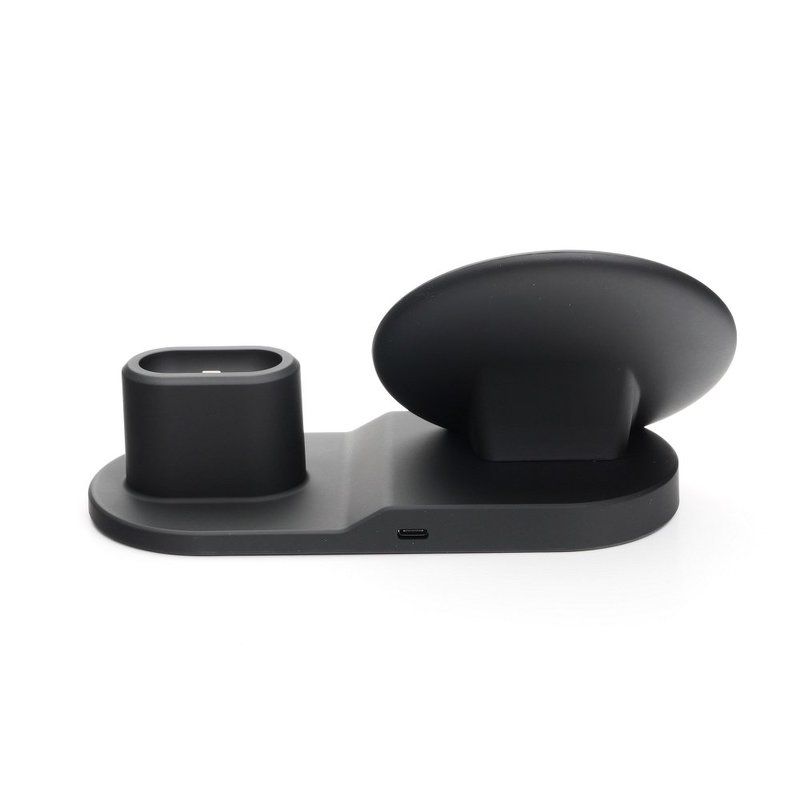 Suport Birou Tip Docking Wireless 10W 3in1 Pentru Apple (telefon, smartwach, airpods) - Negru