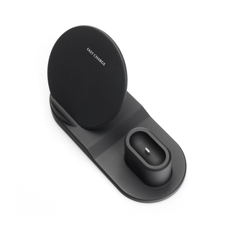 Suport Birou Tip Docking Wireless 10W 3in1 Pentru Apple (telefon, smartwach, airpods) - Negru
