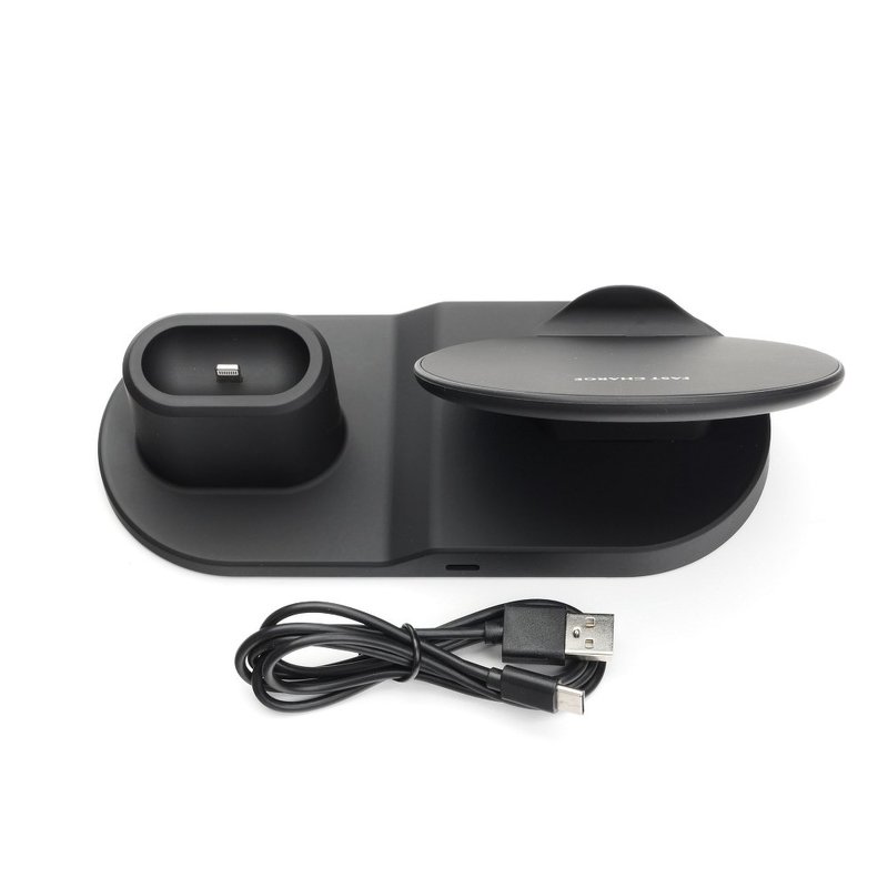 Suport Birou Tip Docking Wireless 10W 3in1 Pentru Apple (telefon, smartwach, airpods) - Negru