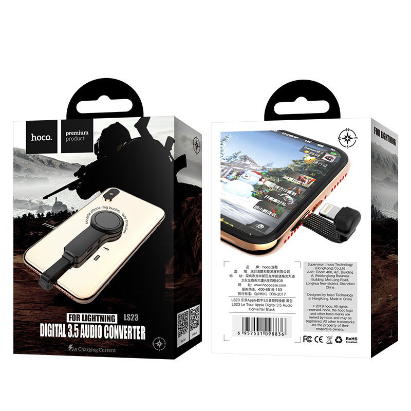 Adaptor Hoco LS23 Dual Lightning Pentru Redare Muzica Si Incarcare - Negru