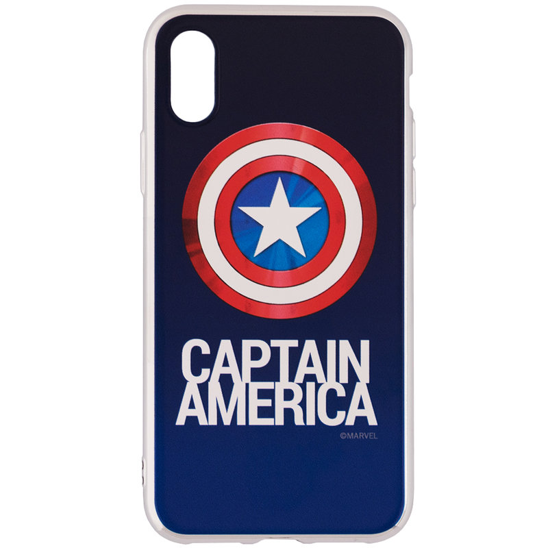 Husa iPhone X, iPhone 10 Cu Licenta Marvel - Chrome Captain Silver