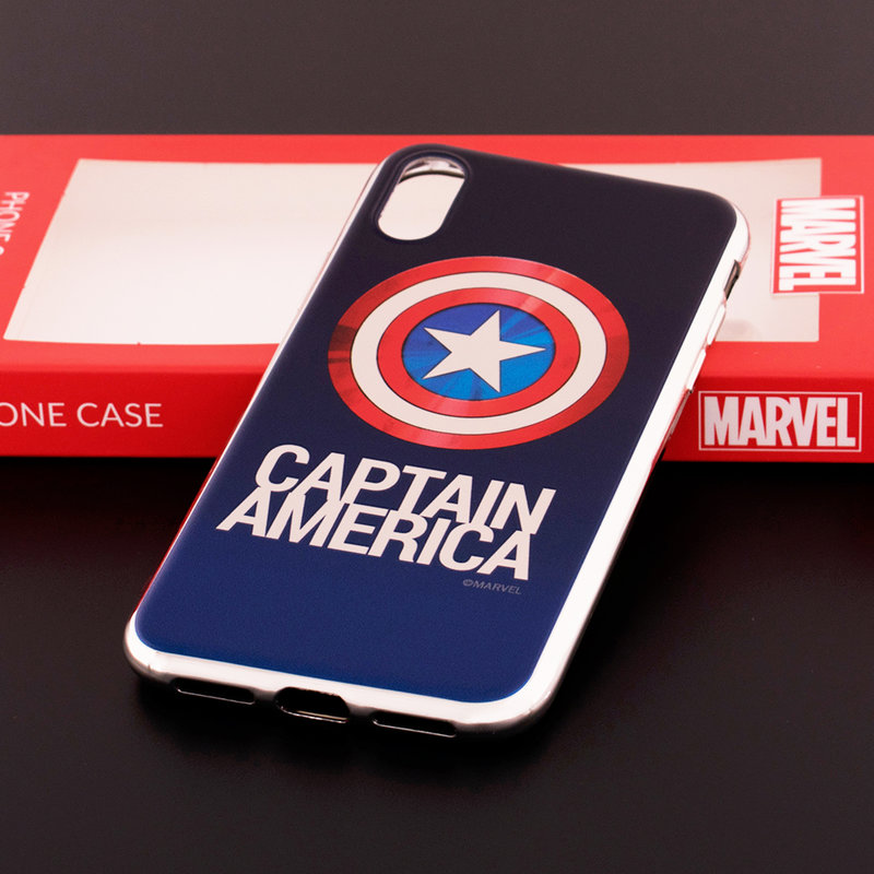 Husa iPhone XS Cu Licenta Marvel - Chrome Captain Silver