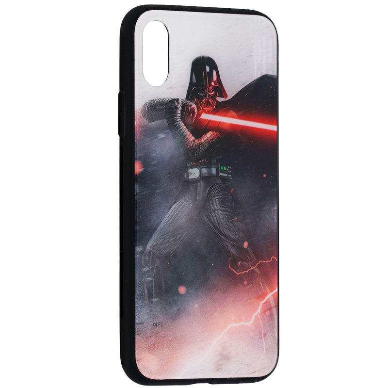 Husa iPhone XS Premium Glass Cu Licenta Disney - Vader's Lightsaber