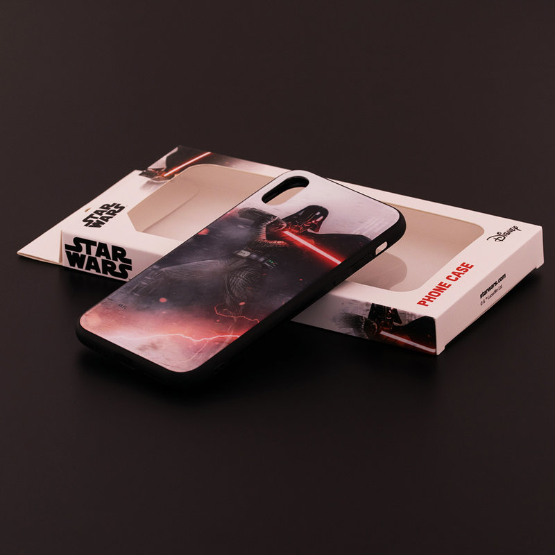 Husa iPhone XS Premium Glass Cu Licenta Disney - Vader's Lightsaber