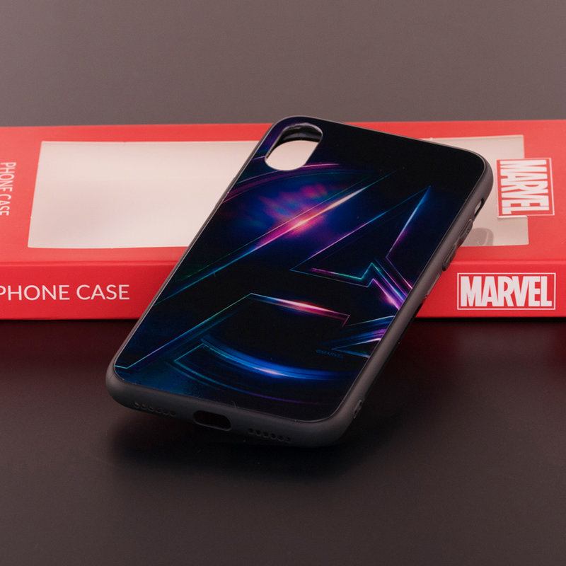 Husa iPhone XS Premium Glass Cu Licenta Marvel - Avengers Signature