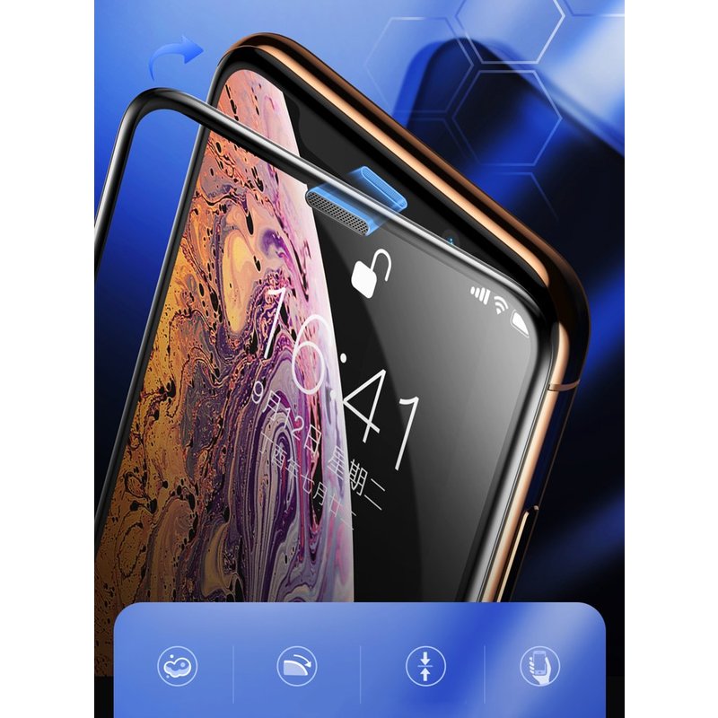 Folie Sticla Curbata iPhone XS Max Baseus Speaker Dust Protector -SGAPIPH65-WA01- Black